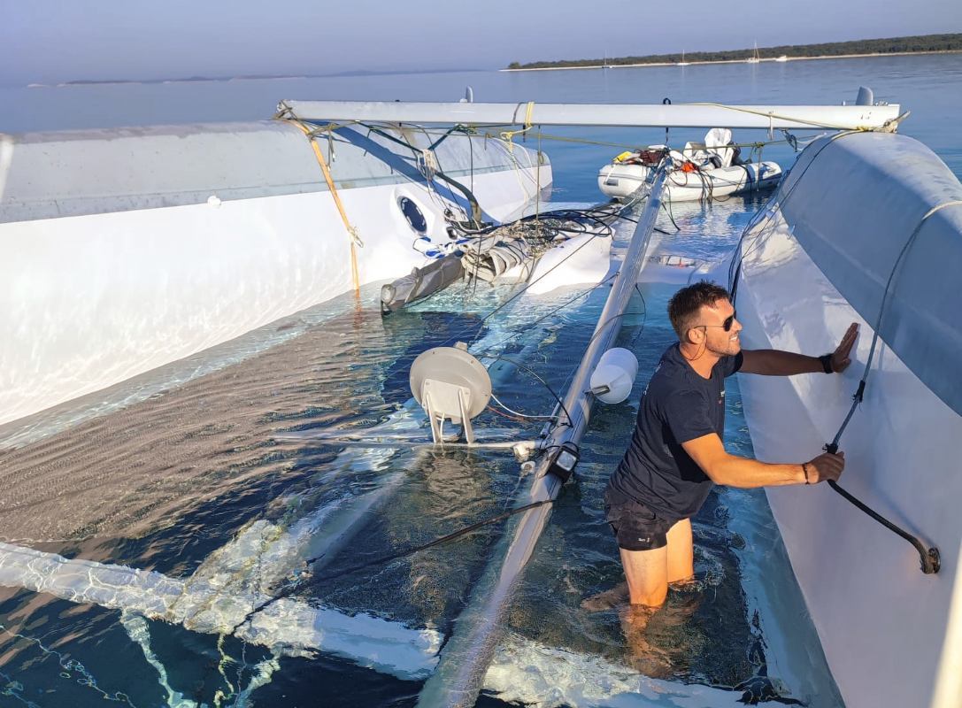 How we saved an overturned catamaran