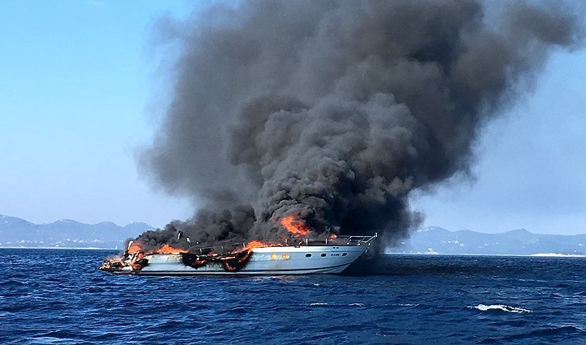 Burned Princess 65 recovered from 68 meters depth